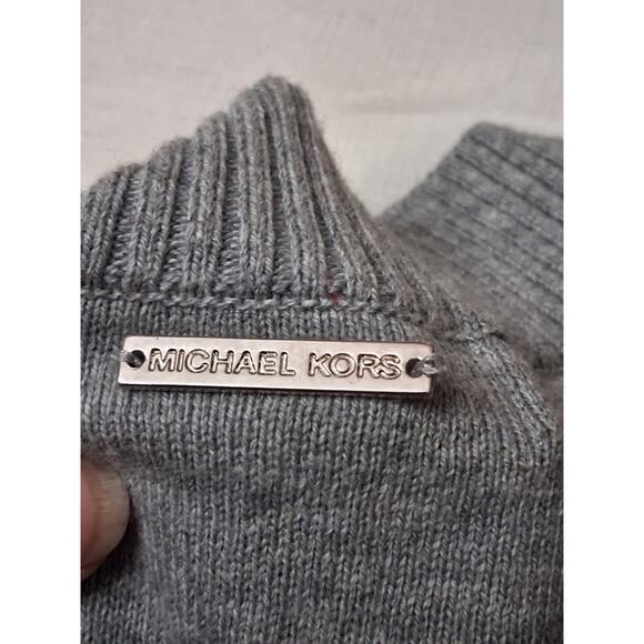 Michael Kors Angora Blend Heather Grey V-Neck Belted Sweater Poncho Caftan SM M - Picture 11 of 16